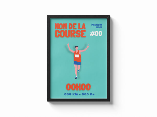 affiche sport personnalisée coureur bleu orange