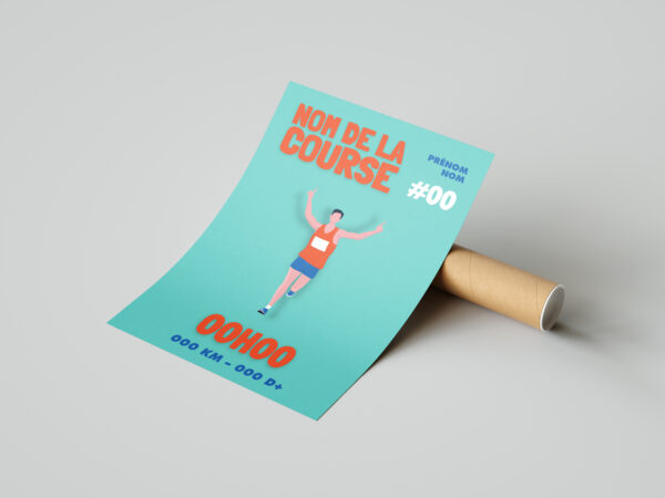 affiche sport personnalisée coureur bleu orange