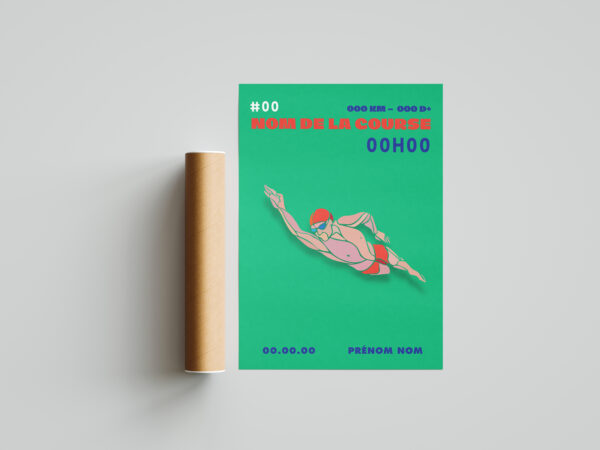affiche triathlon personnalisée vert