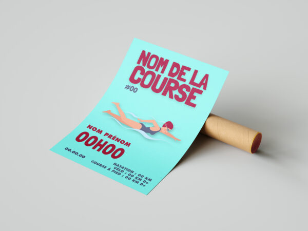 affiche femme natation bleu personnalisée