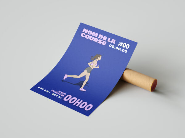 affiche course à pied bleu femme