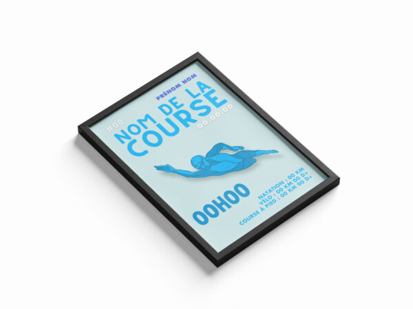 affiche triathlon personnalisée bleu