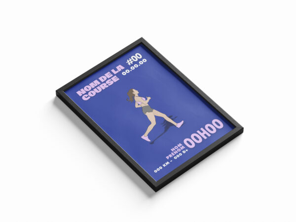 affiche course à pied bleu femme