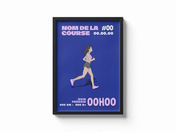 affiche course à pied bleu femme
