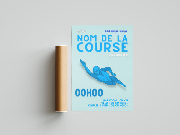 affiche triathlon personnalisée bleu