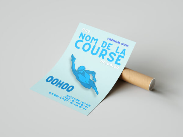 affiche triathlon personnalisée bleu