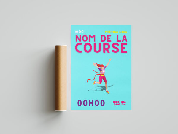 affiche course à pied femme bleu