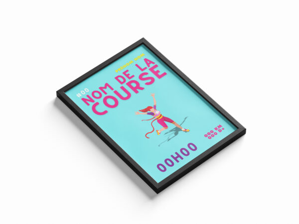 affiche course à pied femme bleu