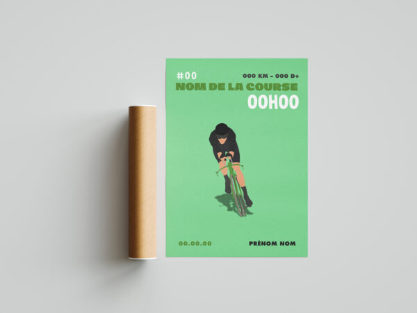 affiche cycliste vélo vert