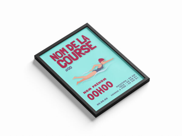 affiche femme natation bleu personnalisée