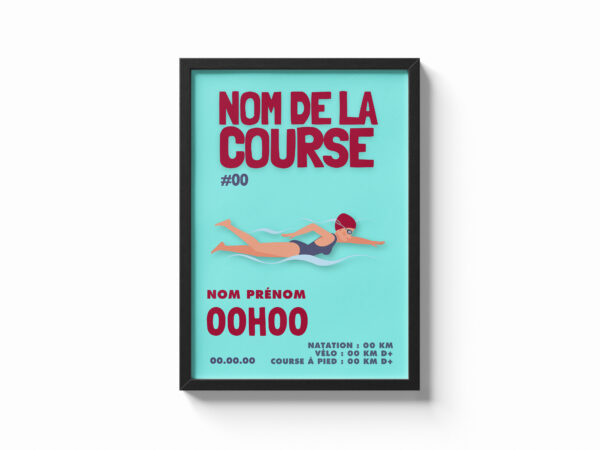 affiche femme natation bleu personnalisée