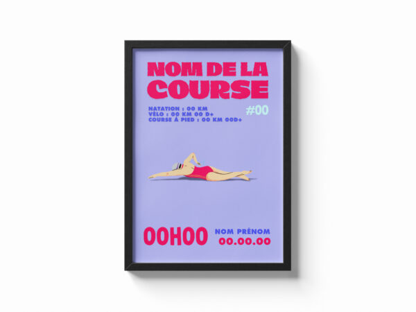 affiche natation femme rose
