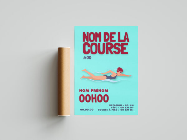 affiche femme natation bleu personnalisée