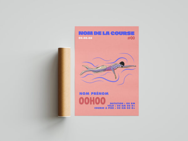 affiche natation femme triathlon personnalisée