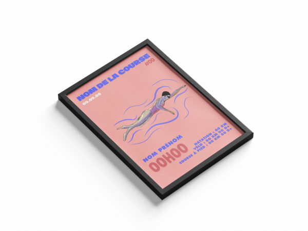 affiche natation femme triathlon personnalisée