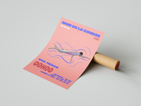 affiche natation femme triathlon personnalisée