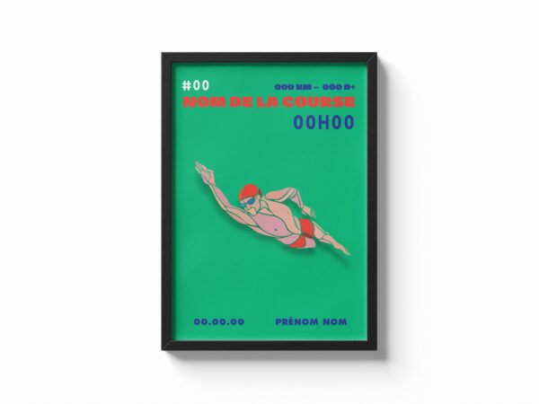 affiche triathlon personnalisée vert
