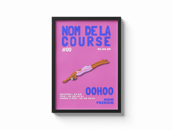 affiche rose femme triathlon