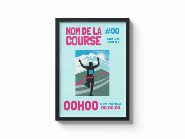 affiche trail bleu montagne personnalisée