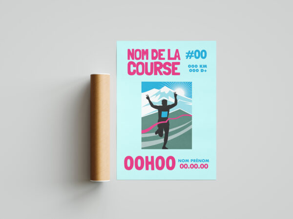affiche trail bleu montagne personnalisée