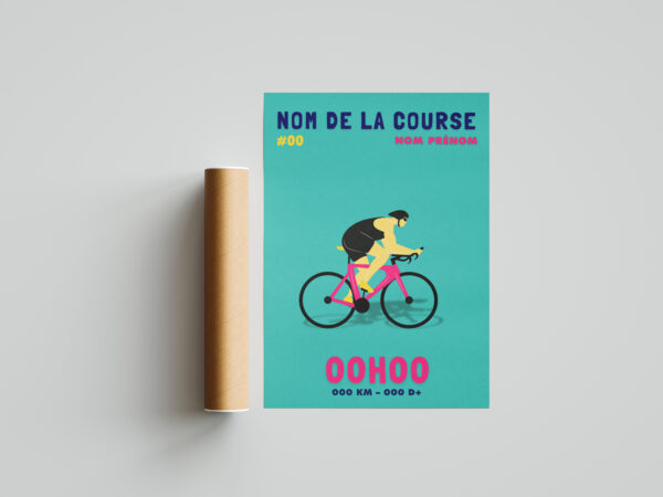 affiche vélo rose personnalisée
