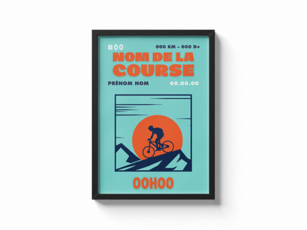 affiche vélo montagne sunset bleu