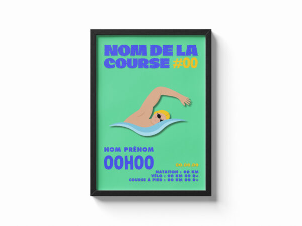 affiche vert natation triathlon personnalisée