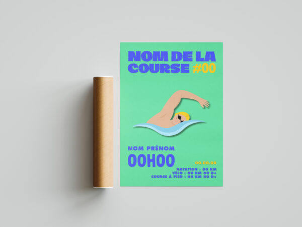 affiche vert natation triathlon personnalisée