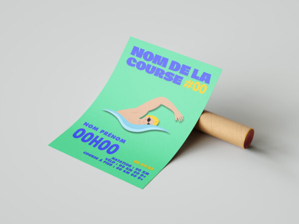 affiche vert natation triathlon personnalisée