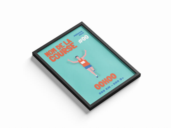 affiche sport personnalisée coureur bleu orange