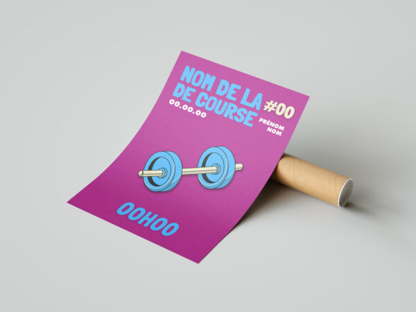 Affiche haltères bleu musculation