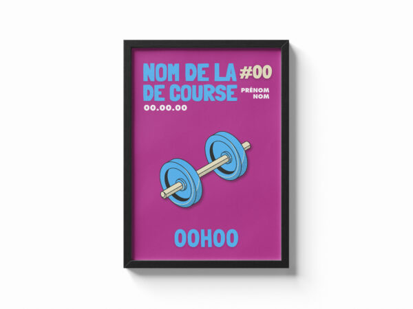 Affiche haltères bleu musculation