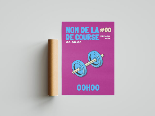 Affiche haltères bleu musculation